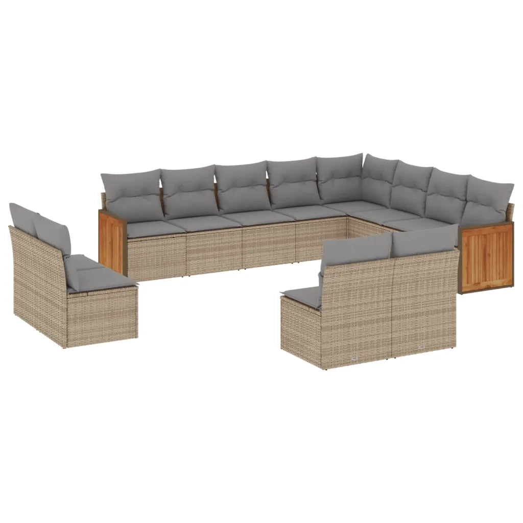 Set Divani da Giardino 12 pz con Cuscini Beige in Polyrattan 3228152