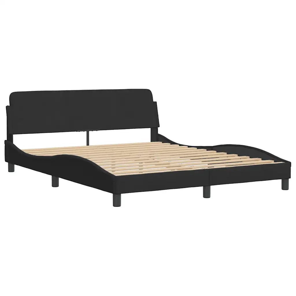 Giroletto con LED senza Materasso-Struttura Letto Hanko Nero 160x200 cm in Velluto