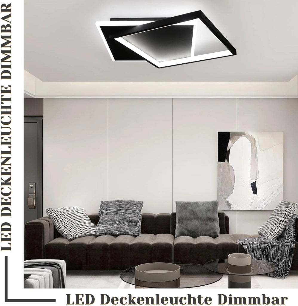 ZMH Lampada da soffitto plafoniera LED 44W nera dimmerabile telecomando moderna per soggiorno camera ufficio