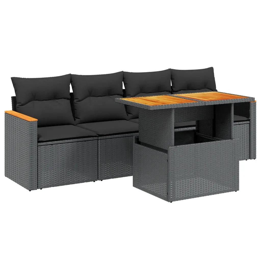 Set Divani da Giardino 5 pz con Cuscini in Polyrattan Nerocod mxl 112722