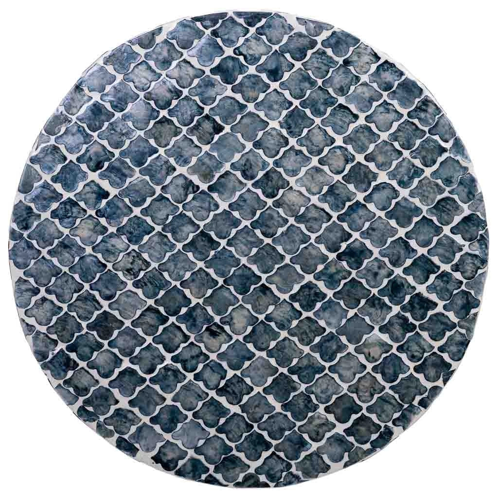 Sgabello in legno e capiz grigio d35,5x46h cm