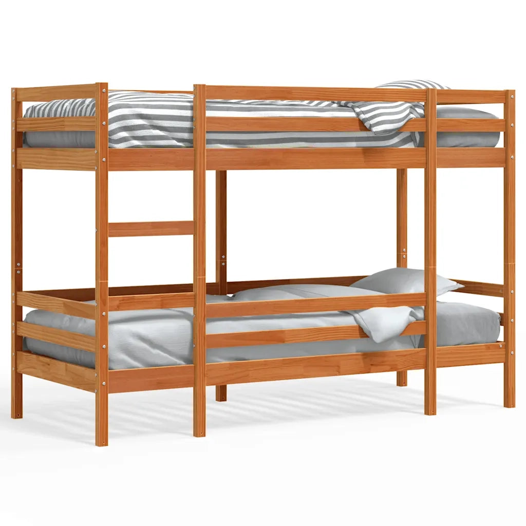 Letto singolo | Letto per adulti | Letto a Castello Marrone Cera 75x190 cm in Legno di Pino