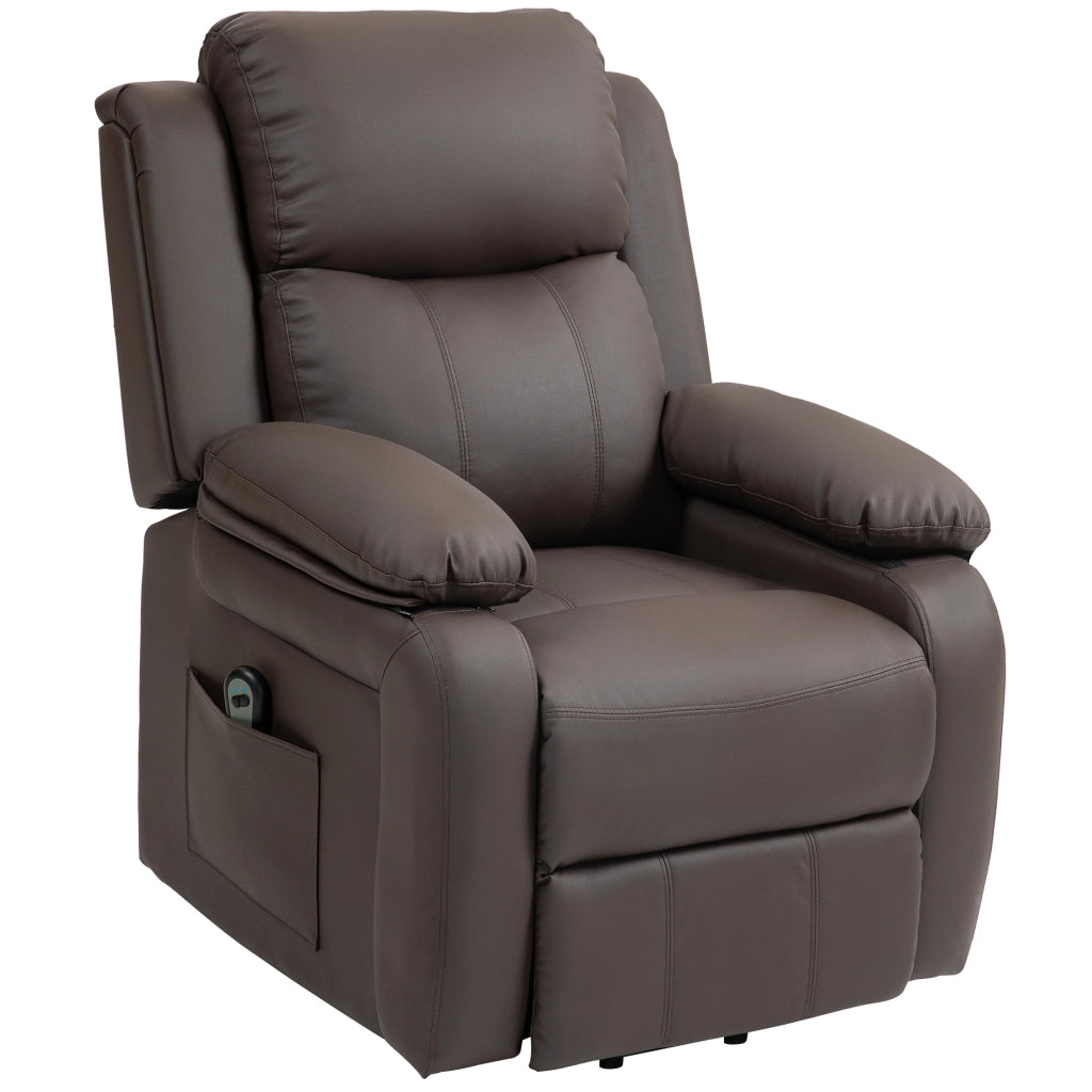Poltrona reclinabile elettrica con poggiapiedi e telecomando ¨C zephmum ¨C marrone 76x90x105