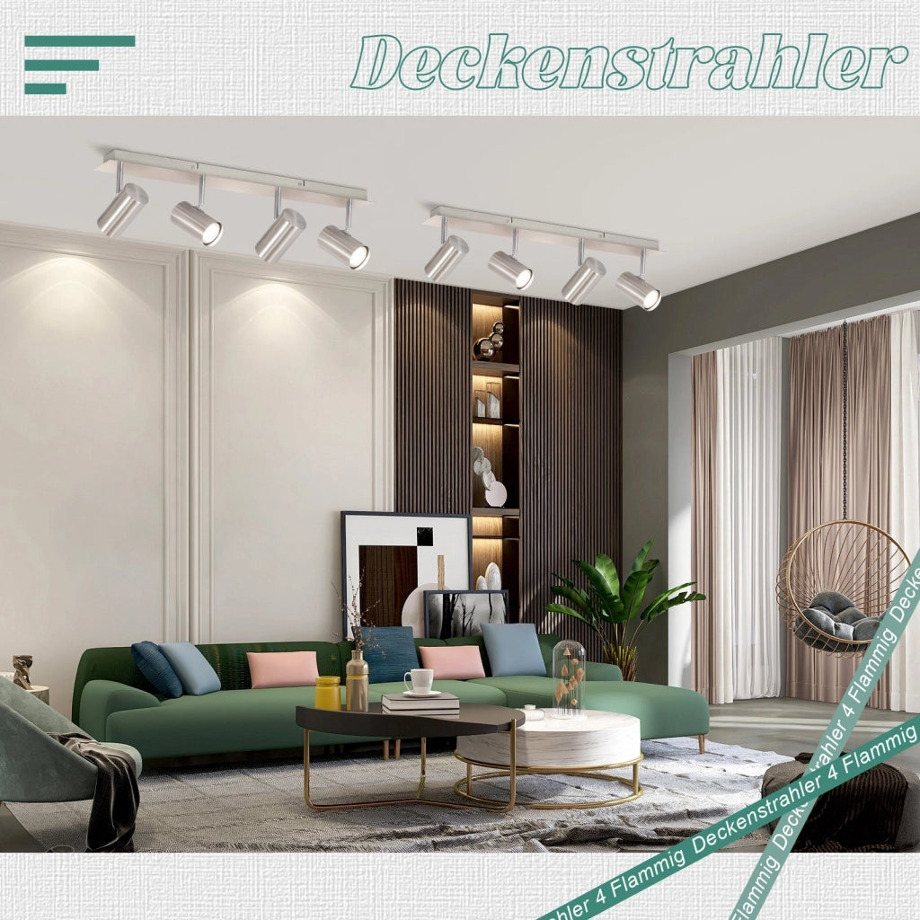 ZMH Faretto da soffitto nichelati 4 luci GU10 orientabili 330° stile moderno per soggiorno camera letto senza lampadina