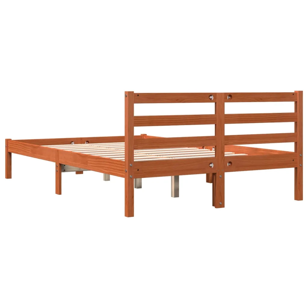 Giroletto senza Materasso-Struttura Letto Marrone Cera 140x200cm Massello Pino 389254
