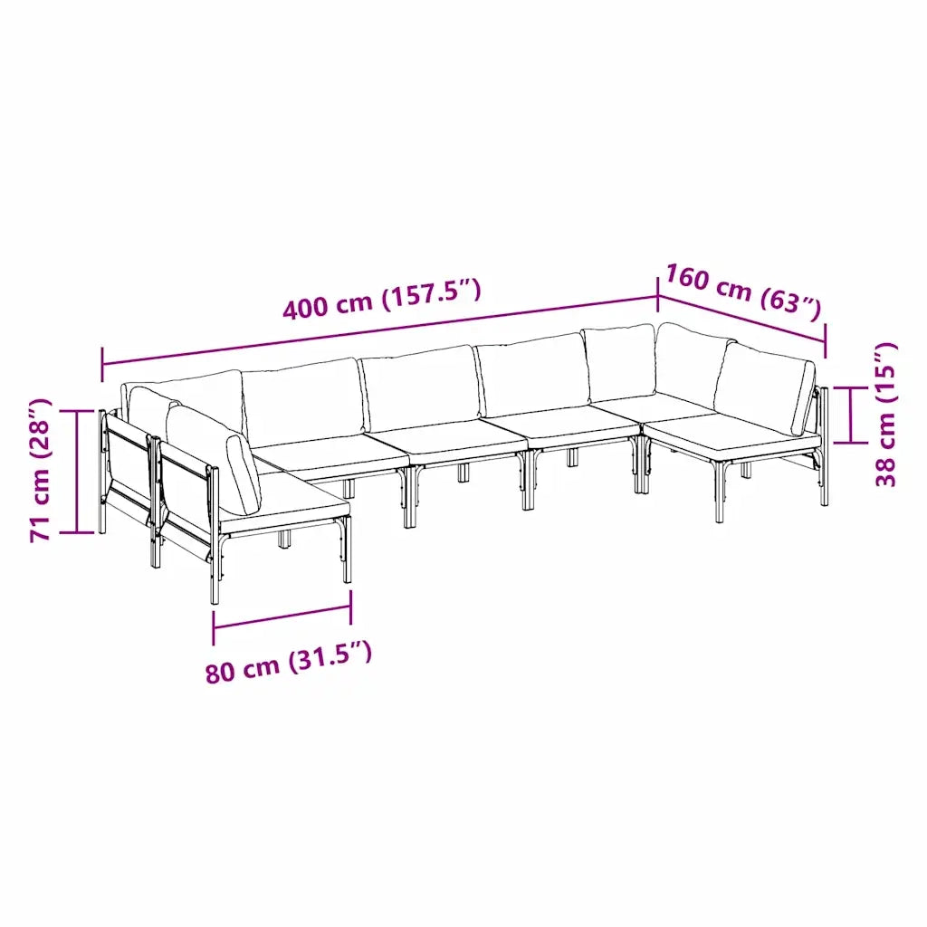 vidaXL Set Divano da Giardino 7 pcs Antracite Acciaio
