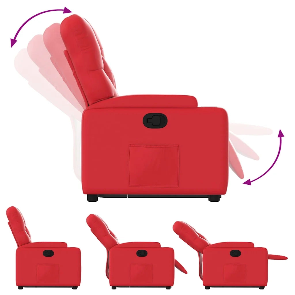 Poltrona Alzapersona Reclinabile Rosso in Similpelle