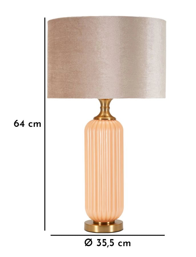 Lampada da Tavolo Perly Ø35,5x64 cm in Vetro e Ferro e Tessuto Perla e Oro