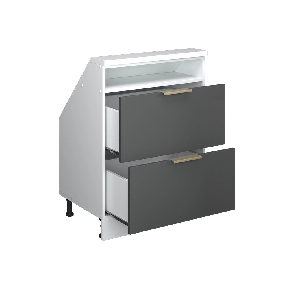 Mobile sottotetto Rion Antracite-oro/Bianco 60 x 83.8 cm con 2 cassetti Vicco