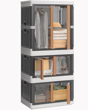 scatole plastica con coperchio, 180L e 2x94L contenitori plastica con ruote, scatole per vestiti rigide, contenitori salvaspazio, trasparenti e impilabili, clothes storage box