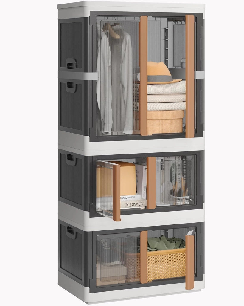 scatole plastica con coperchio, 180L e 2x94L contenitori plastica con ruote, scatole per vestiti rigide, contenitori salvaspazio, trasparenti e impilabili, clothes storage box