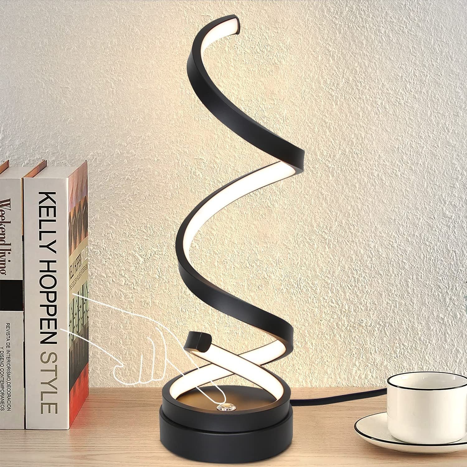 ZMH Lampada da tavolo LED moderna 12W dimmerabile touch a spirale per soggiorno comodino