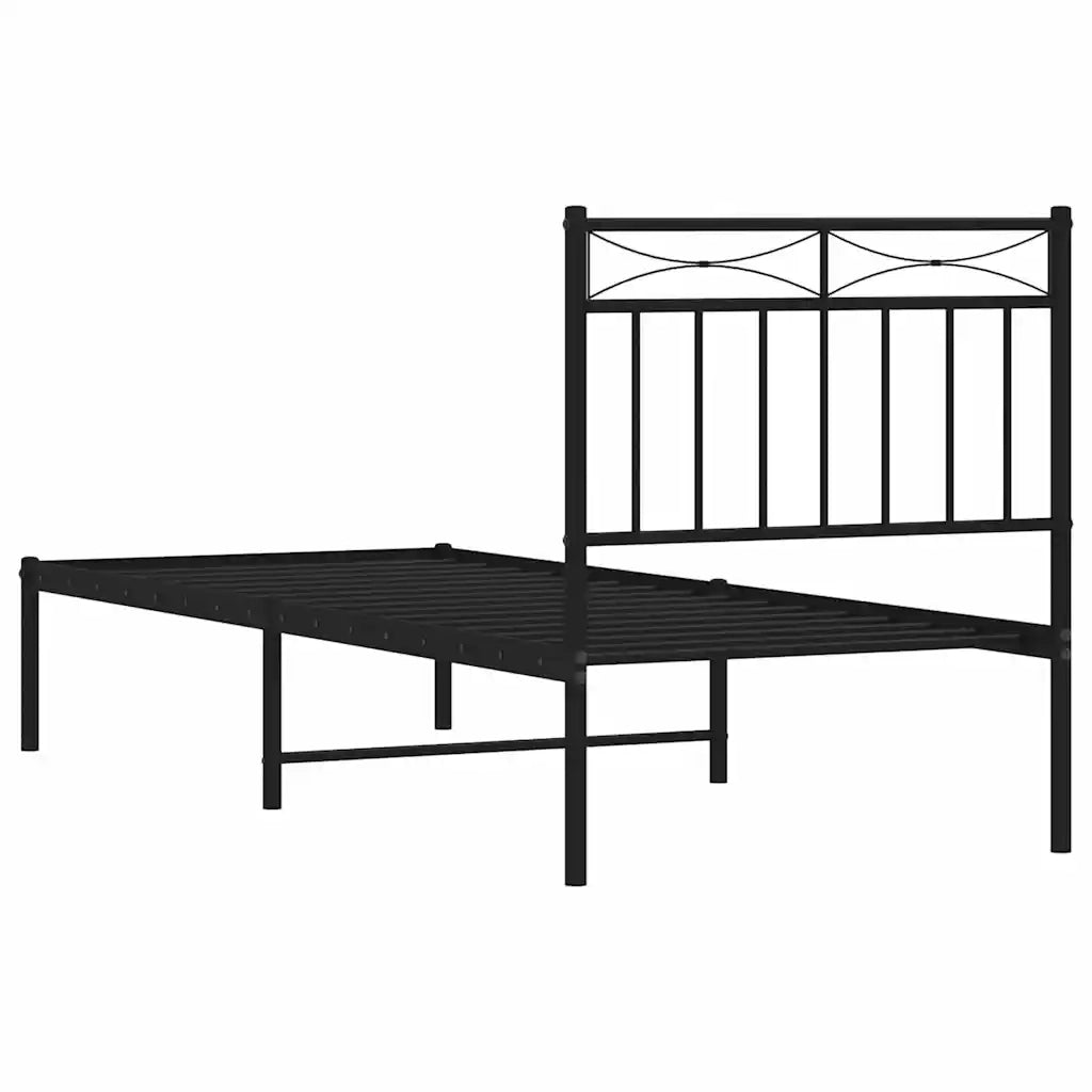 Giroletto con Testiera-Struttura Letto con testiera in Metallo Nero 75x190 cm 399067