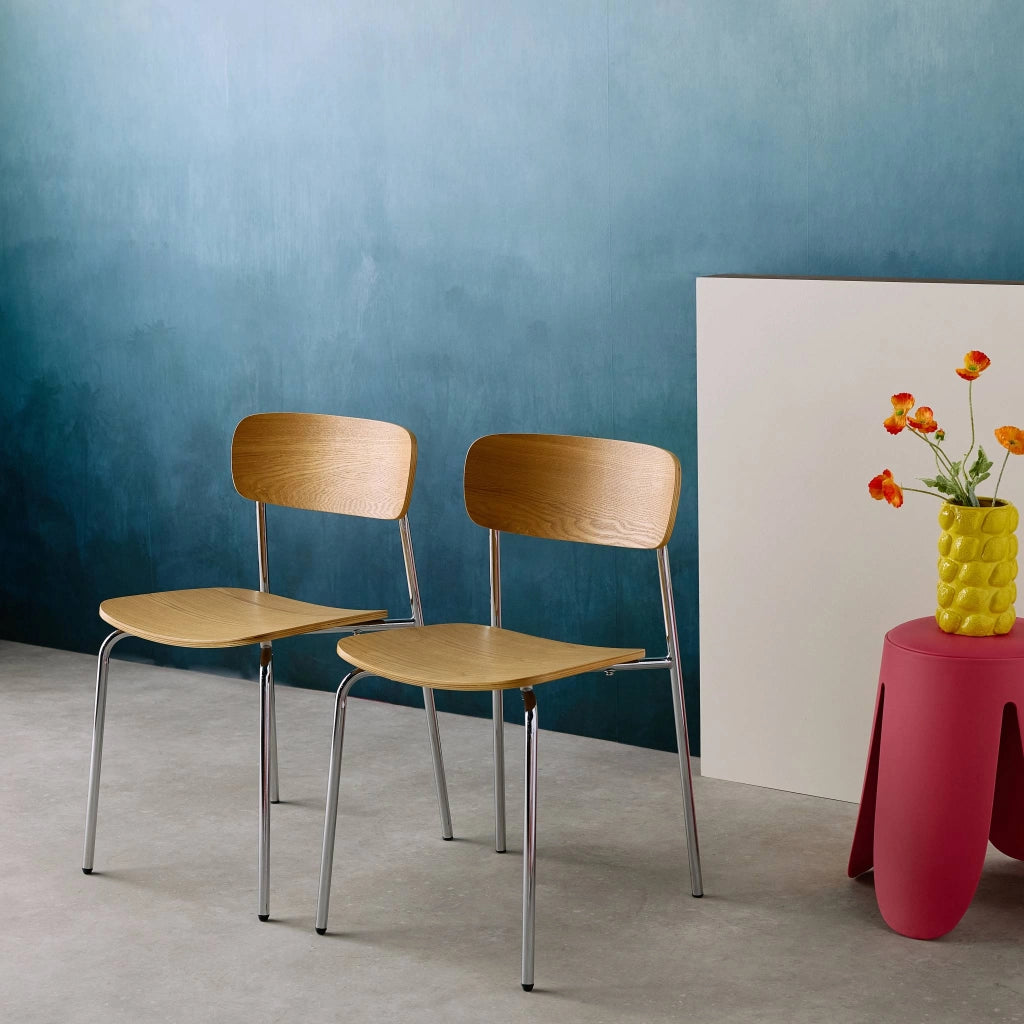 Set di 2 sedie vintage in metallo e compensato , grigio perlato