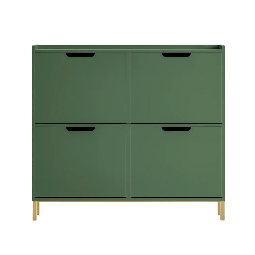 Scarpiera con 4 ribalte Portascarpe salvaspazio Regolabili Verde Scuro L100xP19xA90cm FSR100-SY