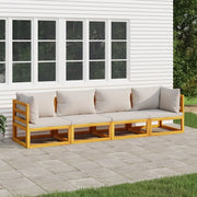 Set Salotto Giardino 4pz Cuscini Grigio Chiaro Legno Massello 3155284