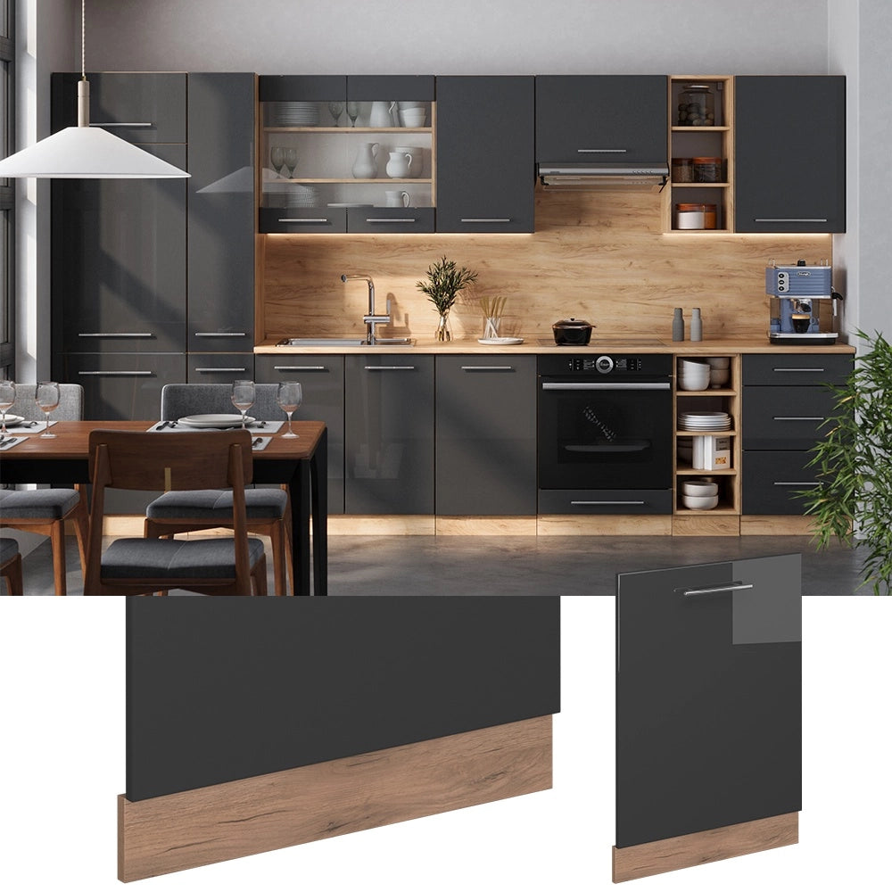 Pannello frontale della lavastoviglie Fame-Line Antracite lucido/Rovere dorato 60 cm, PL Marmo Vicco