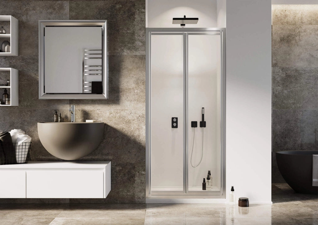 Porta Doccia 2 Ante Battenti in Cristallo Trasparente 4mm H185 Fosterberg Skagen 70 cm