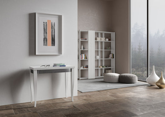 Consolle Allungabile 90x45-90x80 cm in Nobilitato Bianco