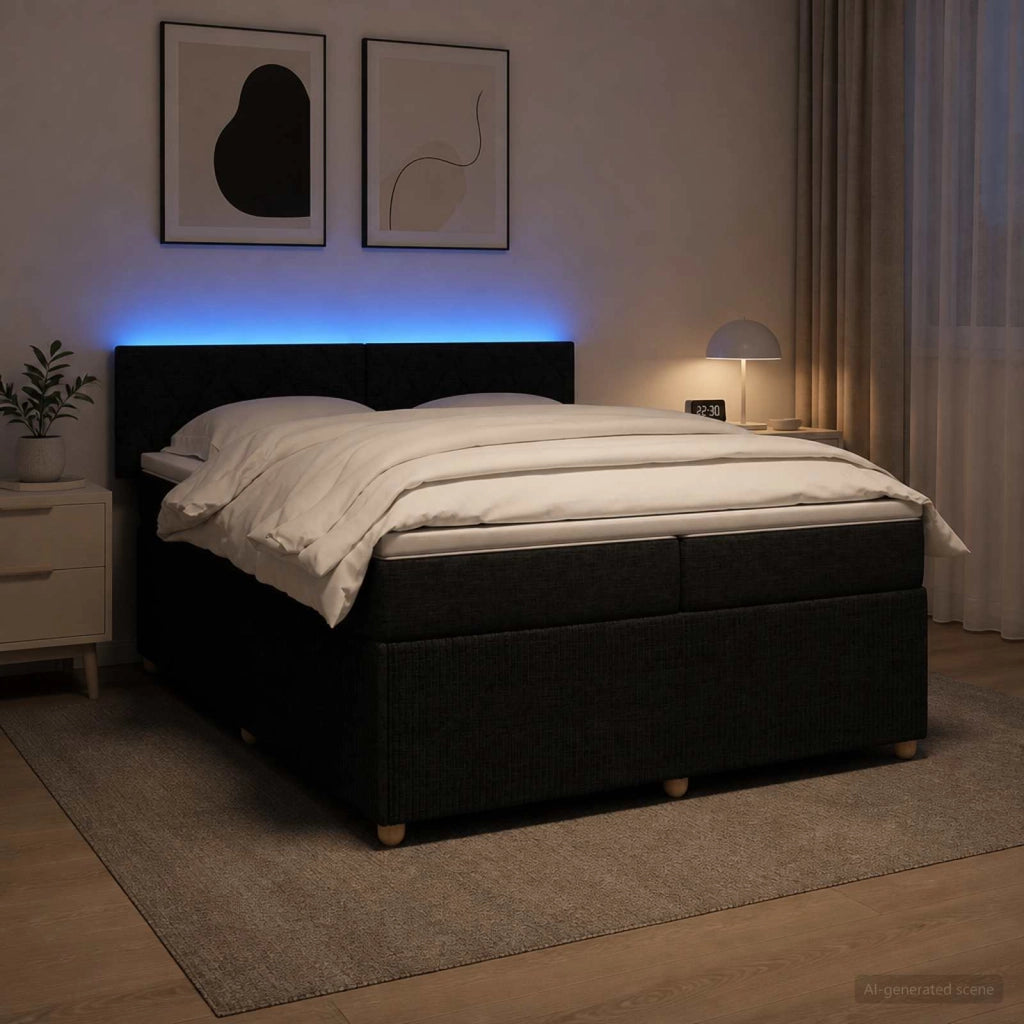 Letto box spring con materasso Nero 200 x 200 cm Tessuto 3453018