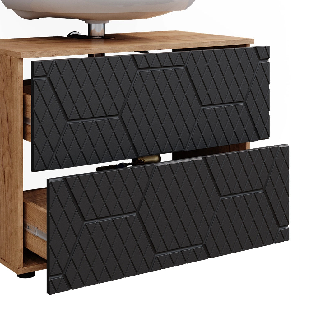 Vicco Set mobili bagno Antracite con struttura a nido d'ape 5 parti