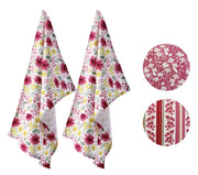 Set 2 Strofinacci Salviette da Cucina in Cotone Bloom 40 x 60 cm 3 Decori