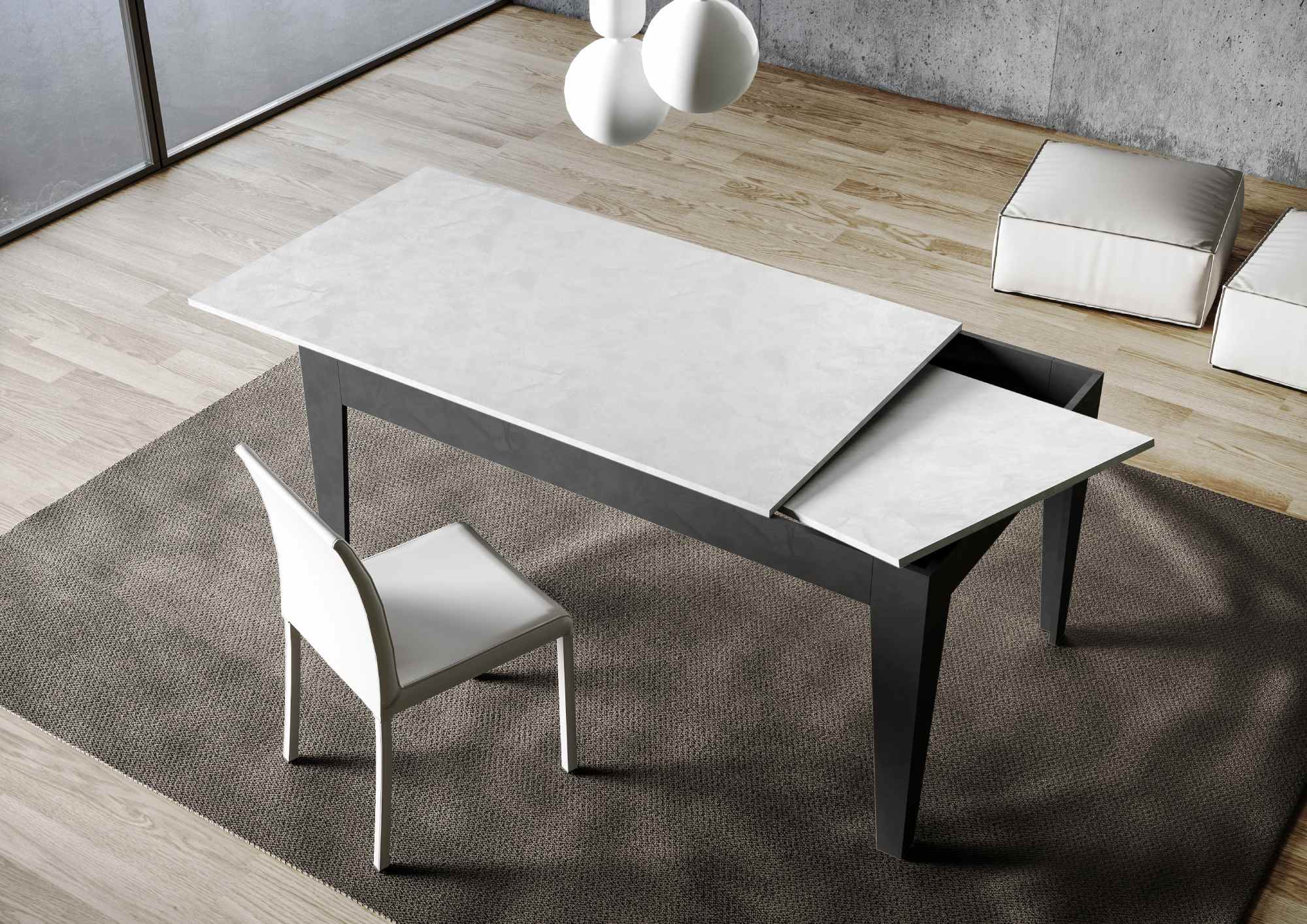 Tavolo Allungabile 120-180x90x77 cm Cico Mix Bianco Spatolato