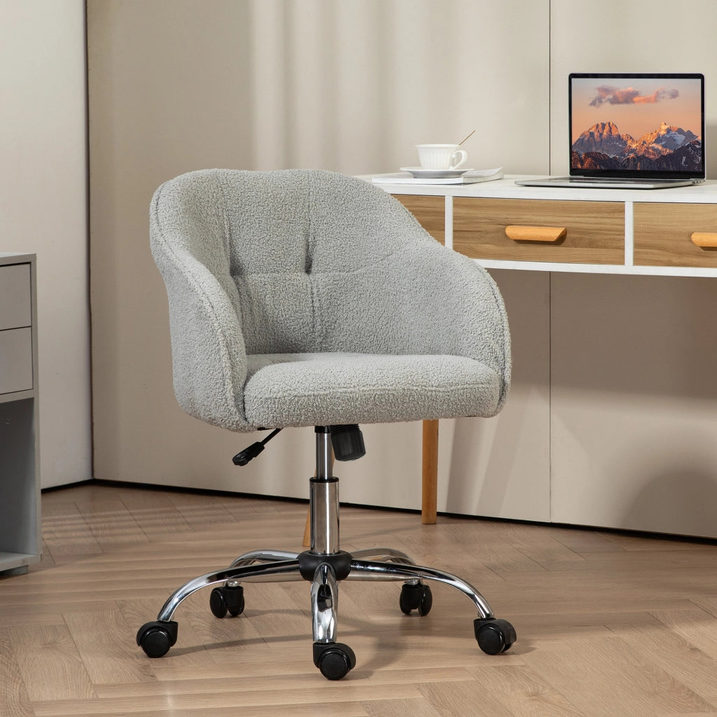 Sedia da ufficio ergonomica ¨C Xylo ¨C tessuto teddy grigio con funzione dondolo 56x61x86 cm