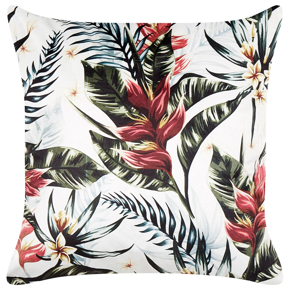 Cuscino in velluto verde rosso e crema 45 x 45 cm motivo foglie stile boho camera da letto