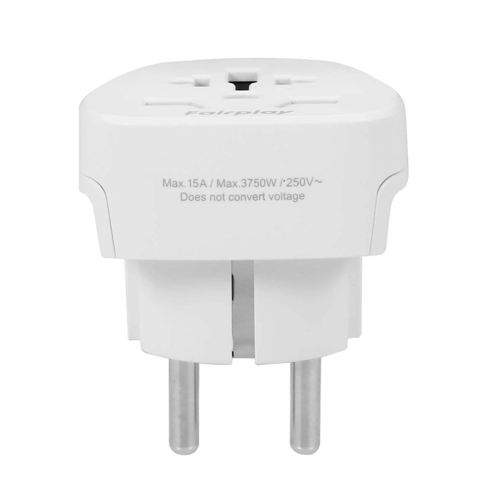 Adattatore da Viaggio Universale per Francia Tipo E / F 15A 3750W 250V Bianco Fairplay