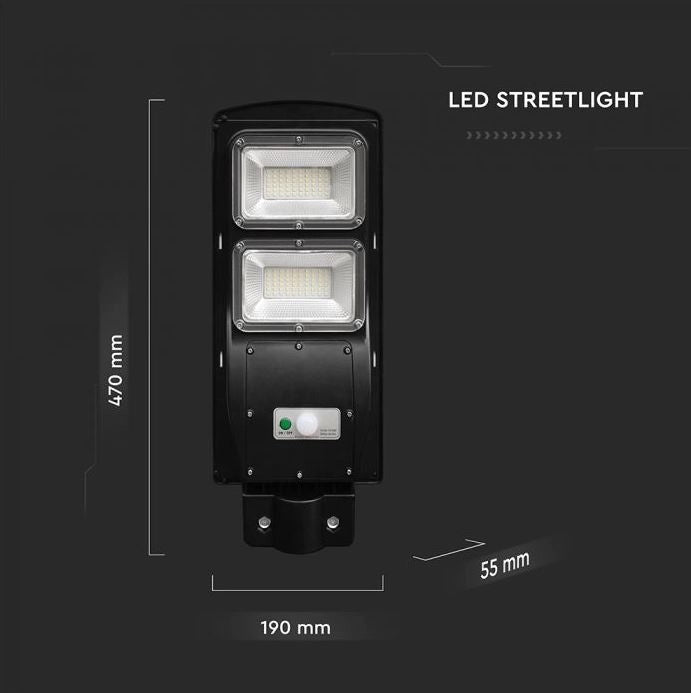 Armatura Stradale LED 120w con Pannello Solare 8W e Telecomando, Sensore Radar e Batteria LiFePO4 6000K IP65