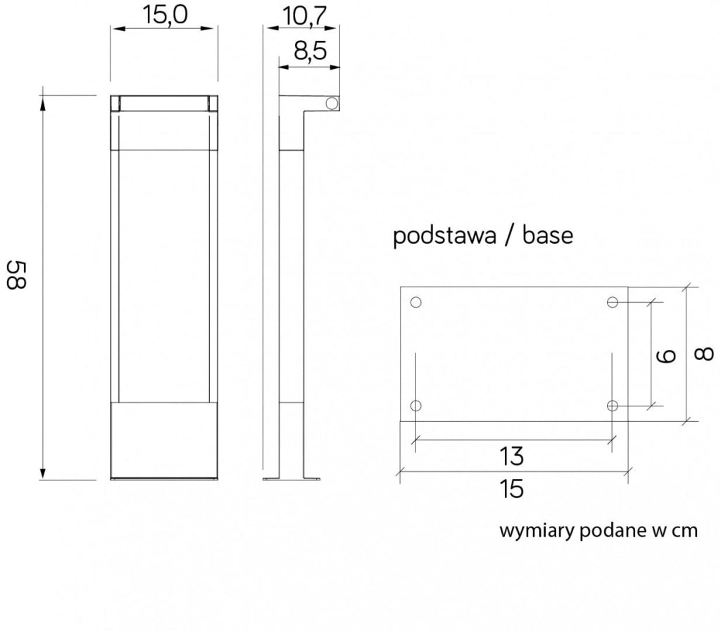 Paletto giardino SU-MA Rota 58cm LED 10W 4000K IP54