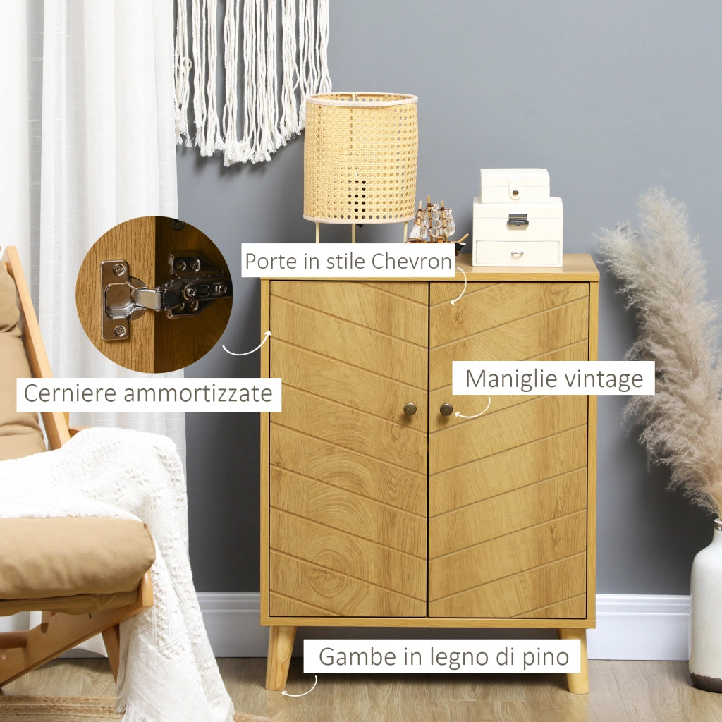 EasyComfort Mobile Multiuso Stile Vintage in Legno con Due Ripiani interni, 60x30x76cm