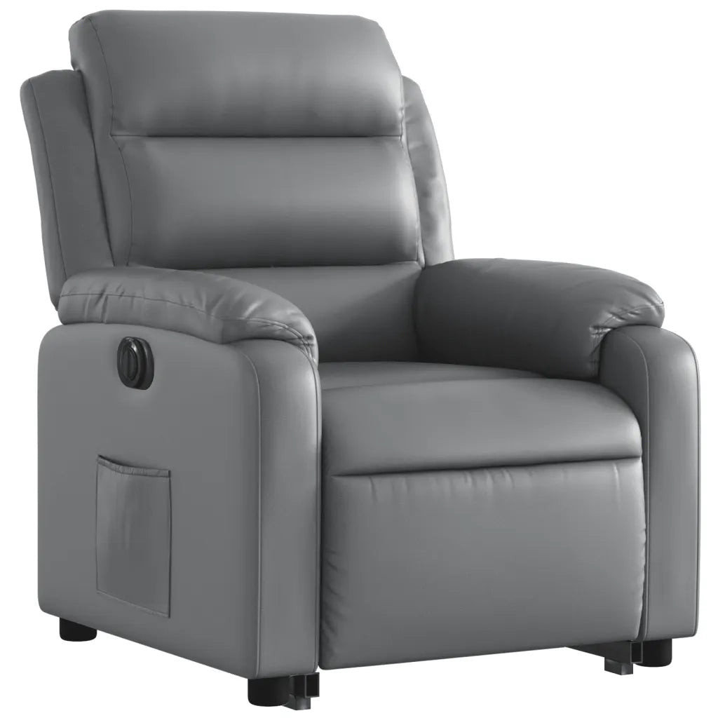 Poltrona Alzapersona Reclinabile Grigio in Similpelle 3205059