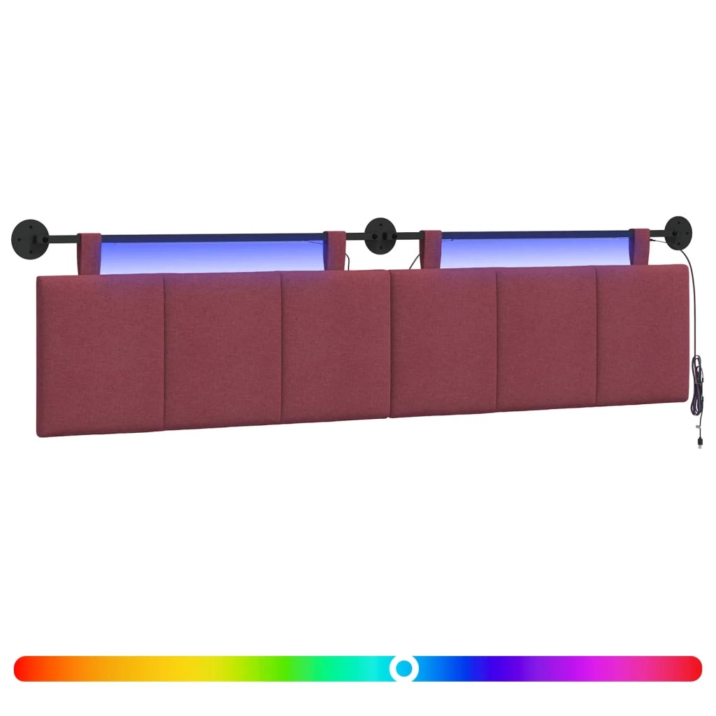 Testiera sospesa Con luce LED Rosso Vino Tessuto 3424831