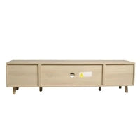 Mobile TV in Rattan Color Legno per TV fino a 70 Pollici con Gestione Cavi, 2 Cassetti e una porta, Quercia