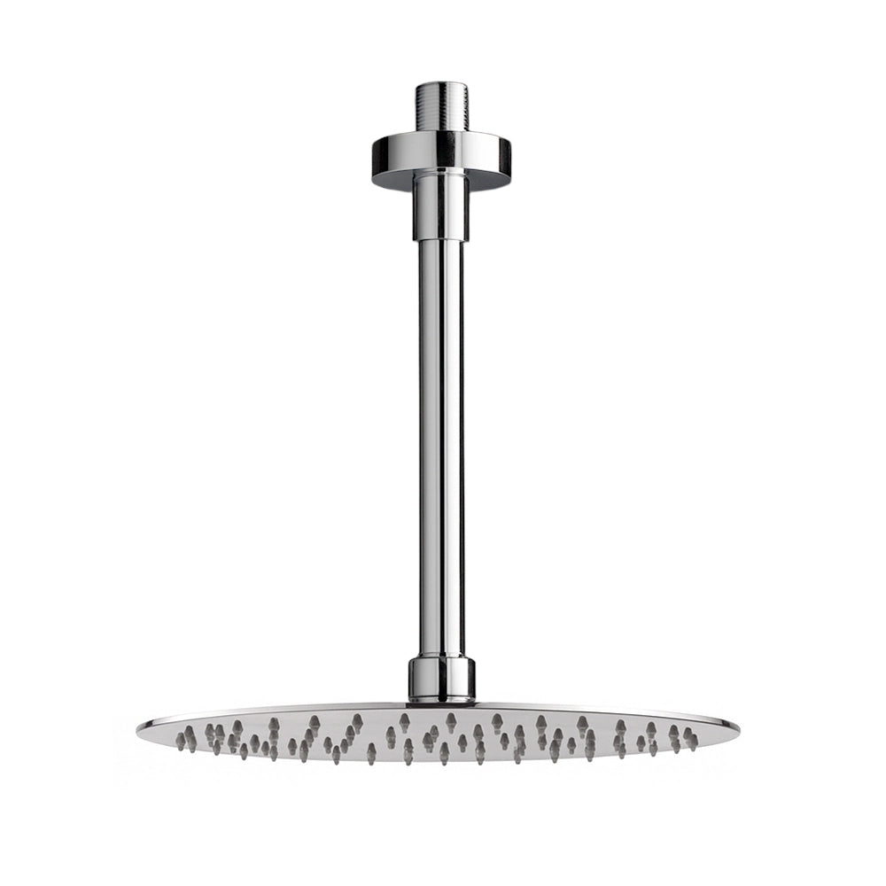 Set doccia in ottone con braccio verticale e soffione tondo 25 cm cromo