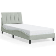Letto singolo | Letto per adulti | Giroletto senza Materasso Hanko Grigio Chiaro 90x200 cm Velluto