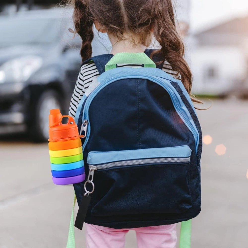 Trade Shop - Borraccia Pieghevole Arcobaleno In Silicone Portatile Per Scuola Viaggi Campeggio 500ml -
