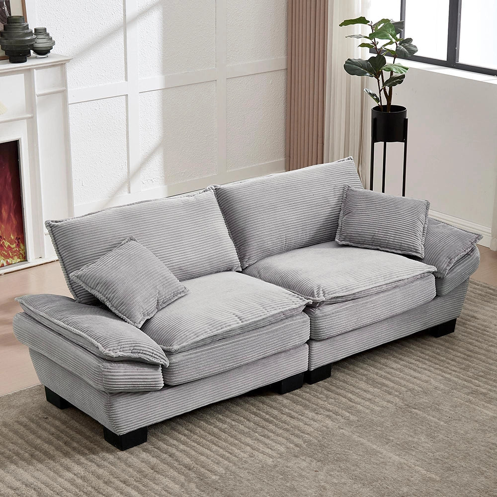 Divano letto doppio - Xylo - Con molle, cuscino incluso, grigio chiaro