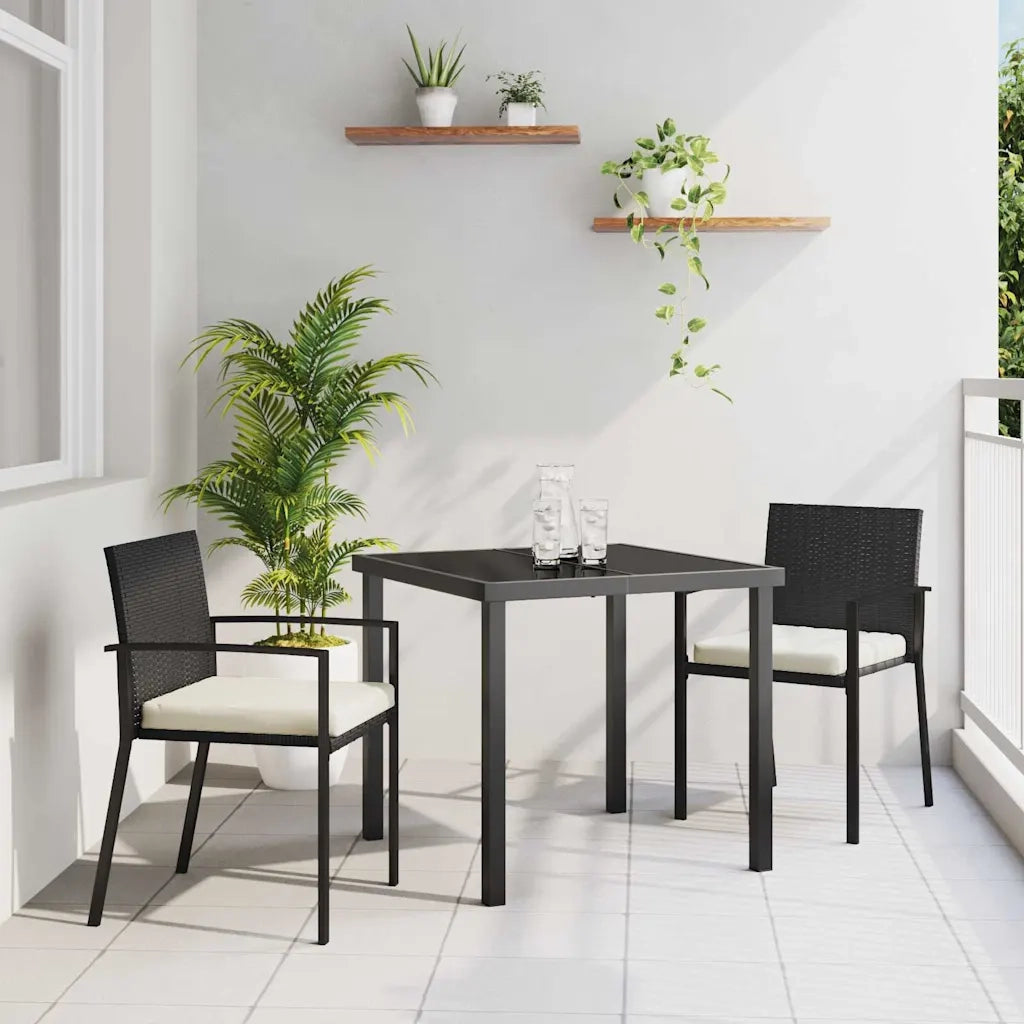 Set da Pranzo per Giardino 3 pcs Nero