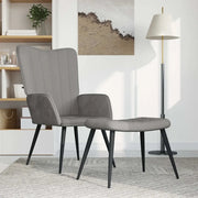 Divano Sedia-Poltrona Relax con Sgabello Grigio Chiaro in Velluto 554570