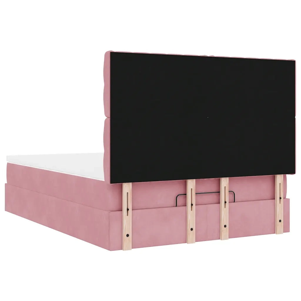 Struttura Letto Pouf con Materassi Rosa 140x190 cm in Velluto 3314395