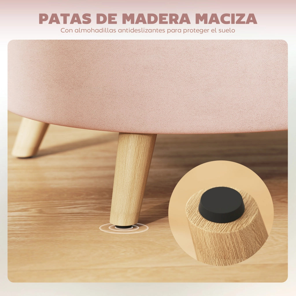 Poltrona Puff con Cassetto ¨C zephmum ¨C Velluto Rosa 71x51.5x42 cm