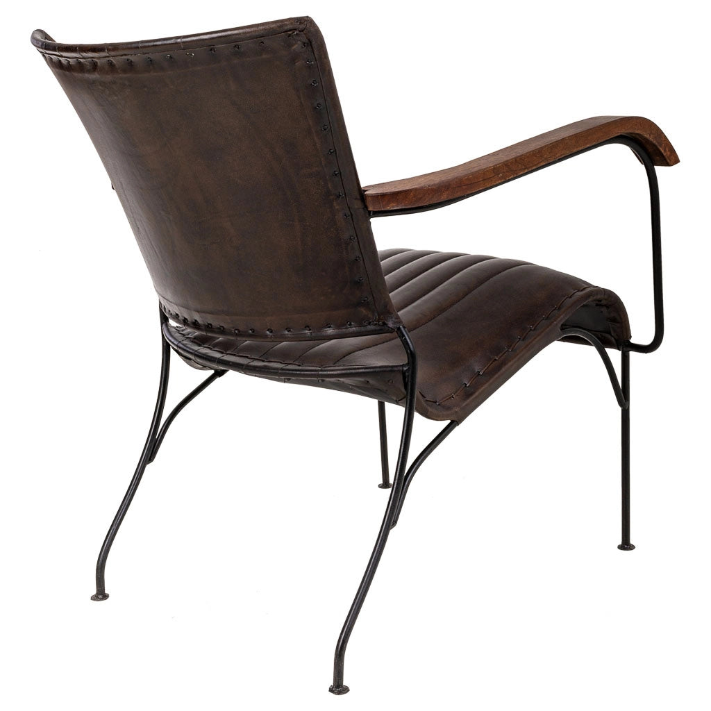 Poltrona in metallo e pelle marrone 65x72x74 h
