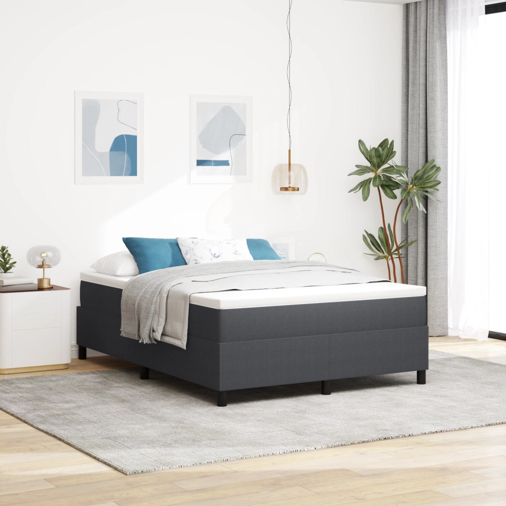 Letto Box Spring Grigio Scuro 140x200 cm Tessuto a Coste