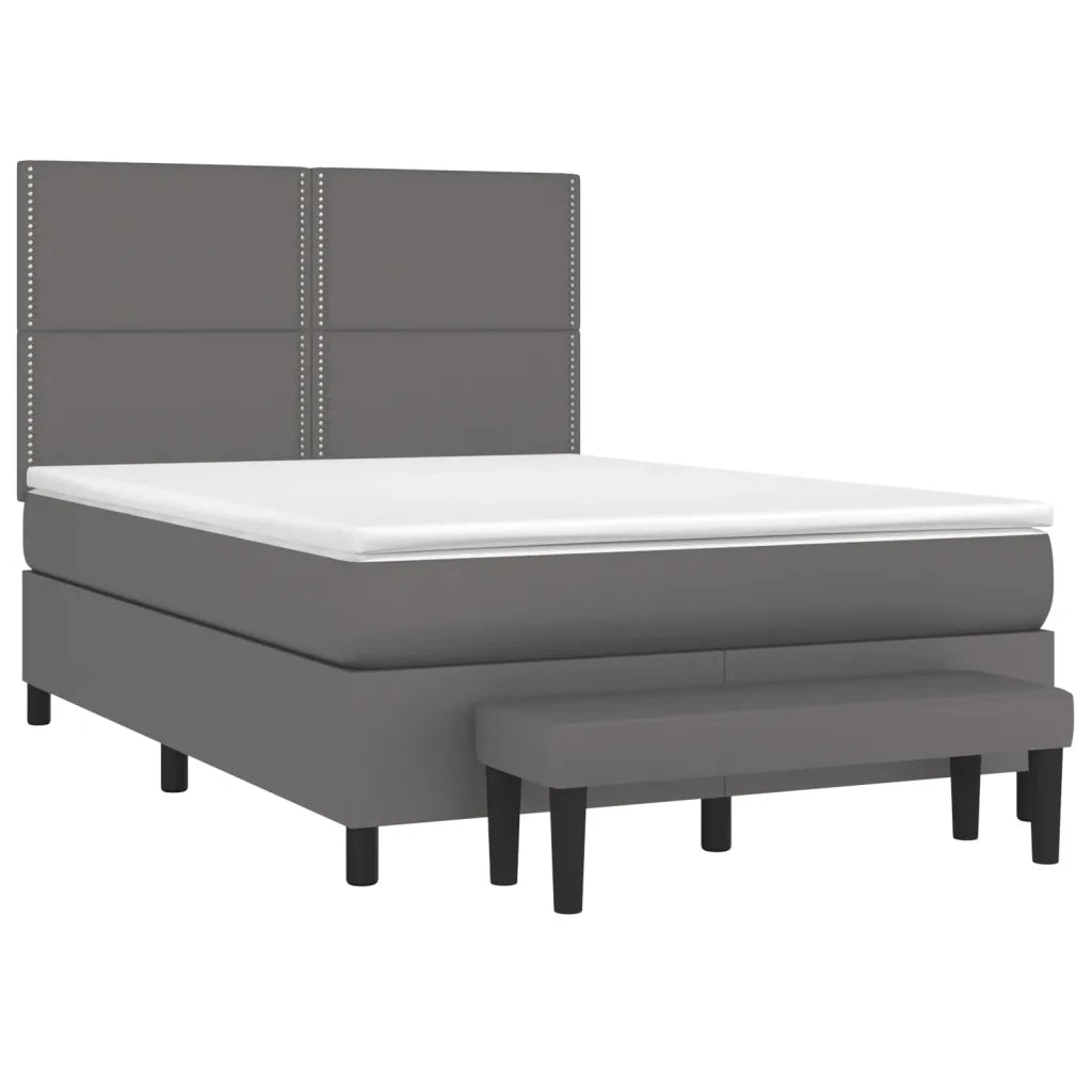 Giroletto a Molle con Materasso Grigio 140x200 cm in Similpelle 3137609