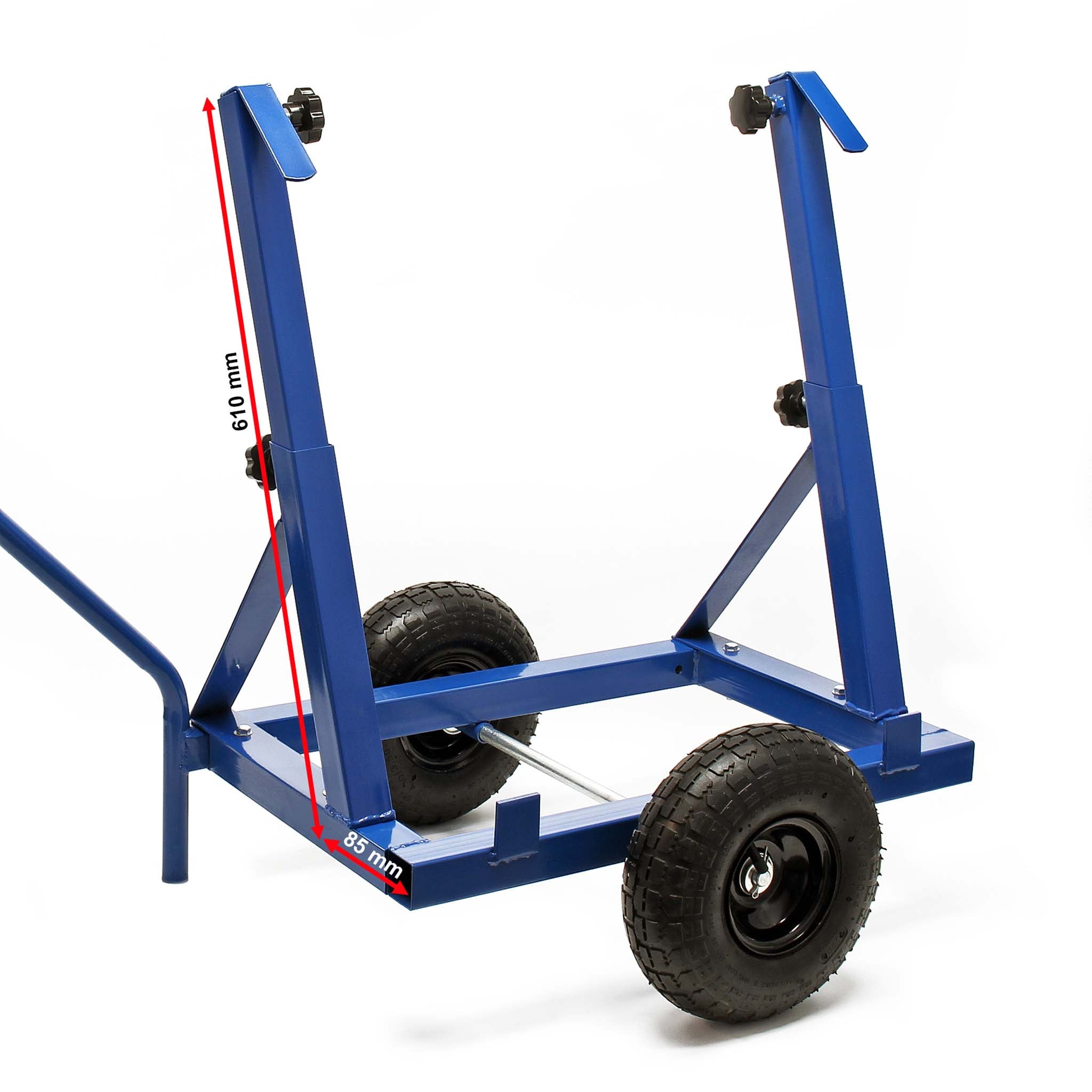 Carrello porta pannelli max 200 kg con pneumatici e supporti in acciaio regolabili 280-830mm