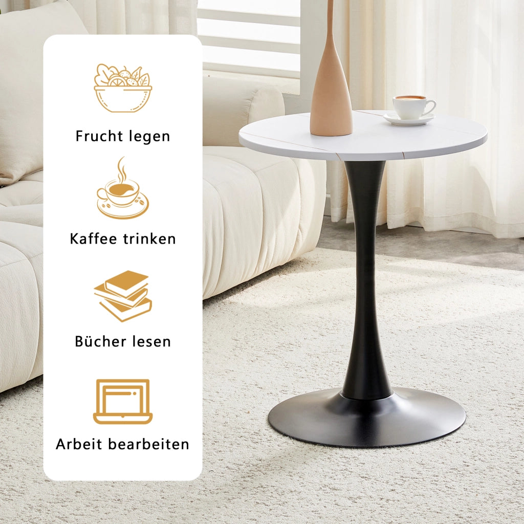 Tavolino da caffè rotondo con base centrale - per soggiorno - in MDF e metallo - 60 cm