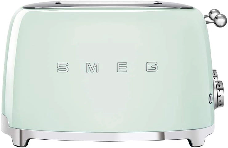 Smeg, tostapane 4x4 tsf03pgeu, 4 scomparti da 36mm, 6 livelli di doratura, funzione riscaldamento, scongelamento e bagel, espulsione automatica pane, 2 cassetti raccoglibriciole, 2000w, verde pastello